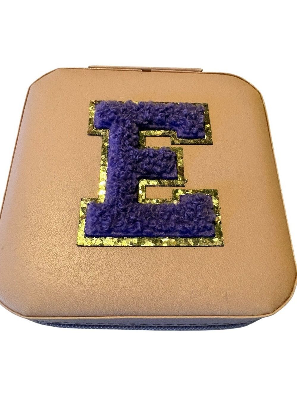 Travel Jewelry Box Organizer with Purple E Patch